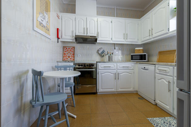 Küche in Appartment B (Obergeschoss), Teilansicht